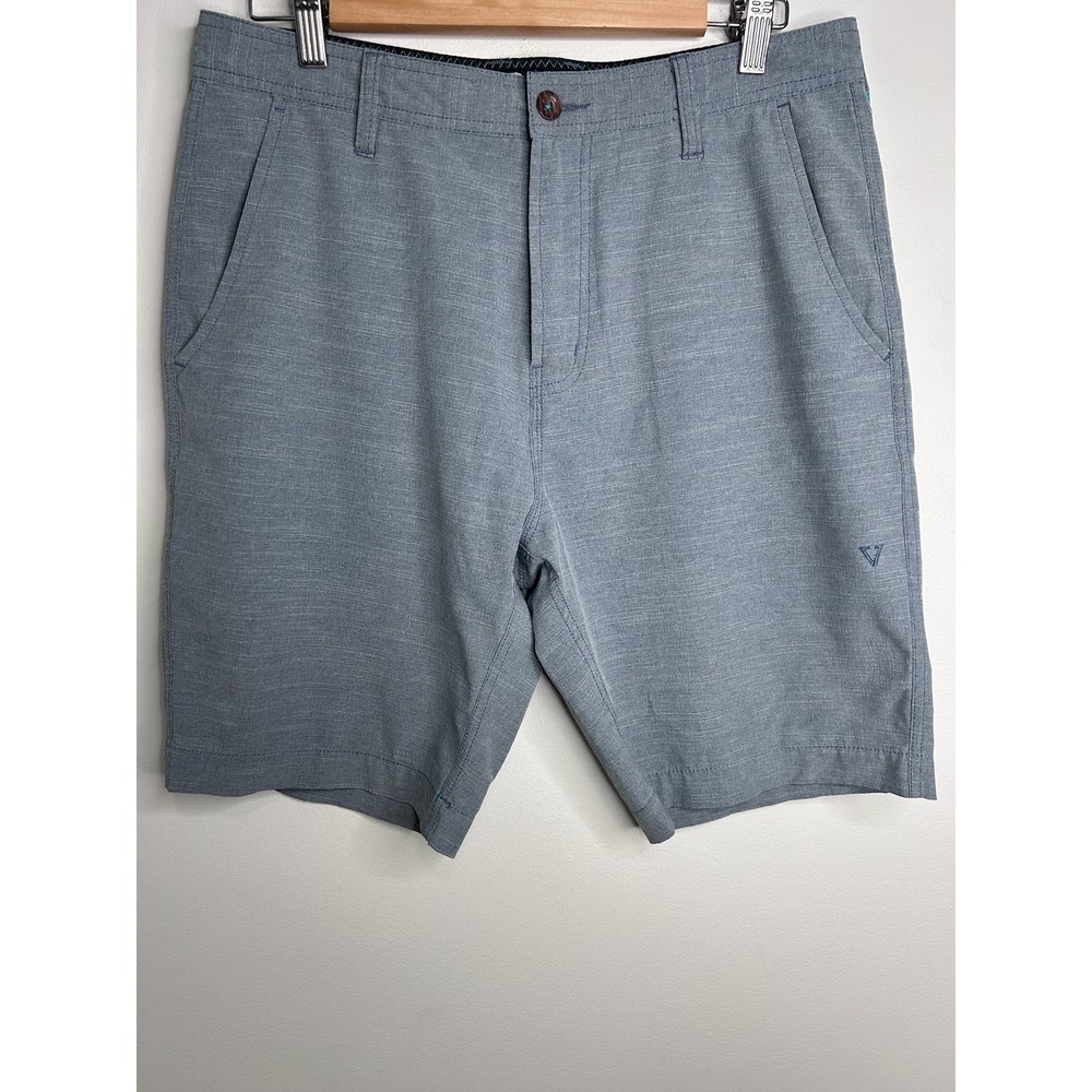 Vissla Mens Hybrid Walkshorts Blue Grey Heather Stretch Surf Shorts Size 32
